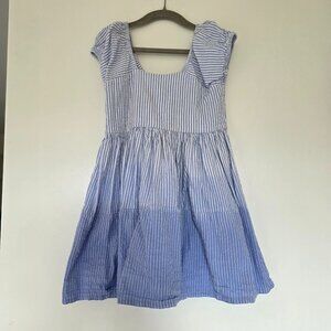 Monica + Andy Organic Cotton Seersucker Dress Blue White Ombre Girls Size 4T